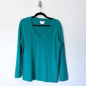 Vineyard Vines Jade Green Cashmere Wool Blend V-Neck Sweater